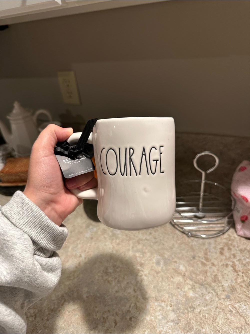 Rae Dunn White "COURAGE" Ceramic Mug